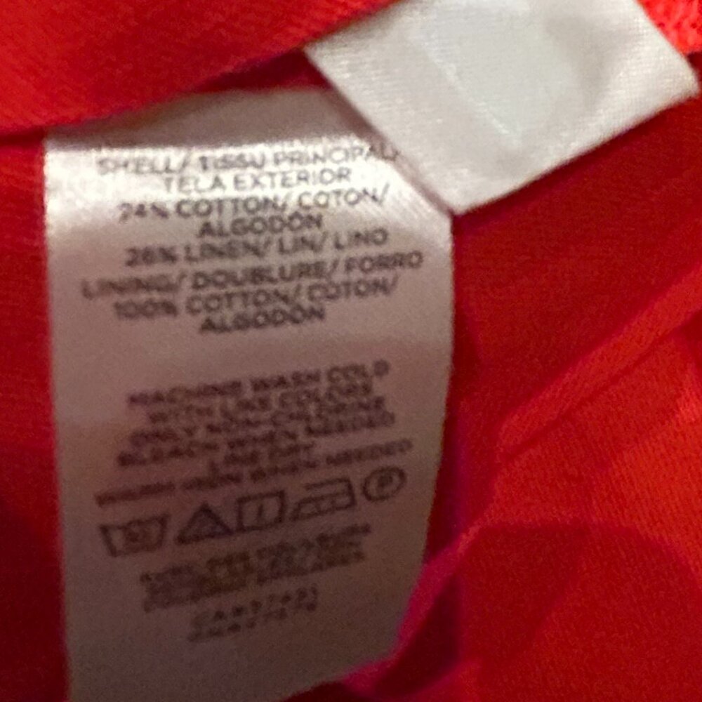 Nwt ANN TAYLOR red cotton/linen blend V-neck coat dress (12) - Picture 8 of 8